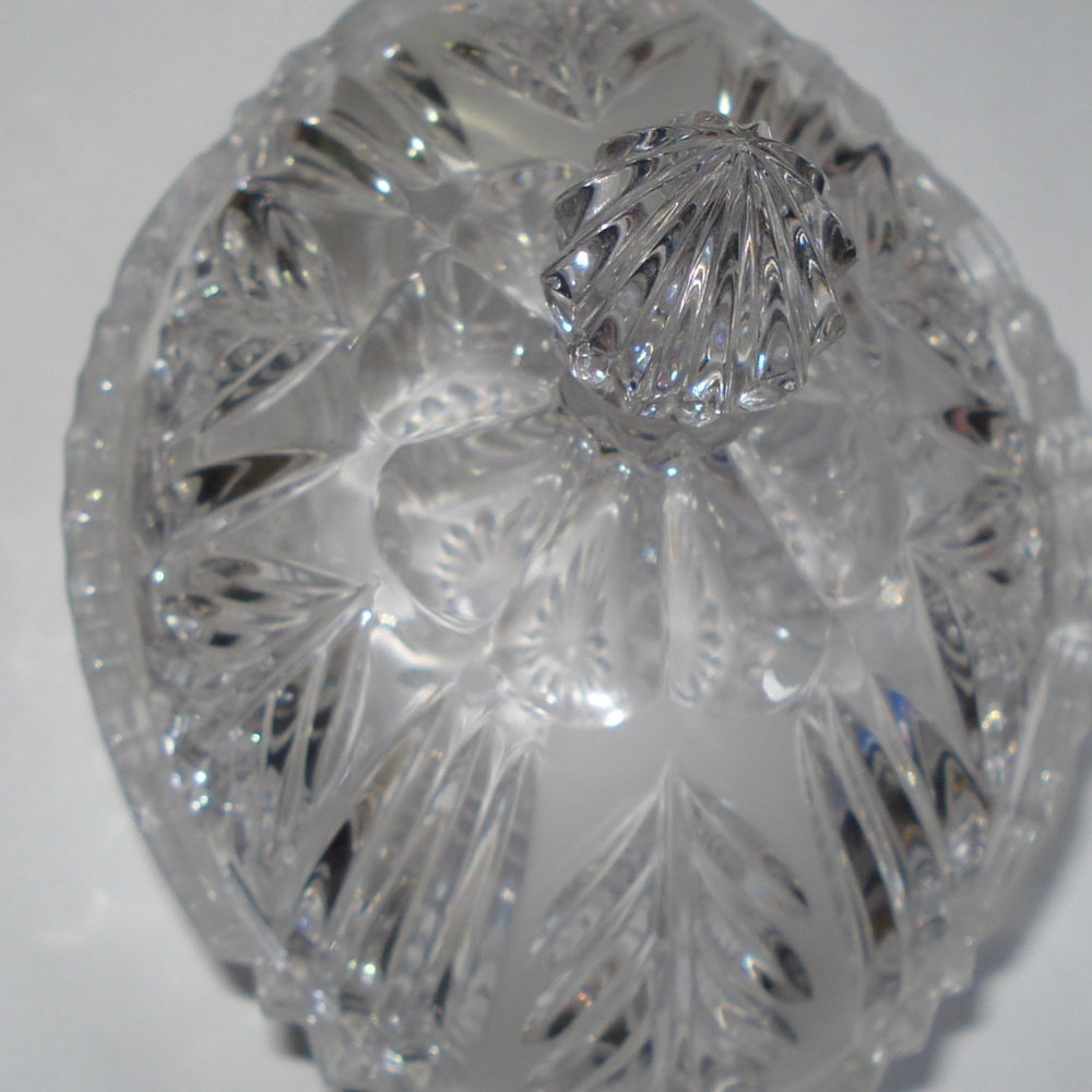 Vintage Scalloped Crystal Frosted Floral Large Candy Dish With Lid